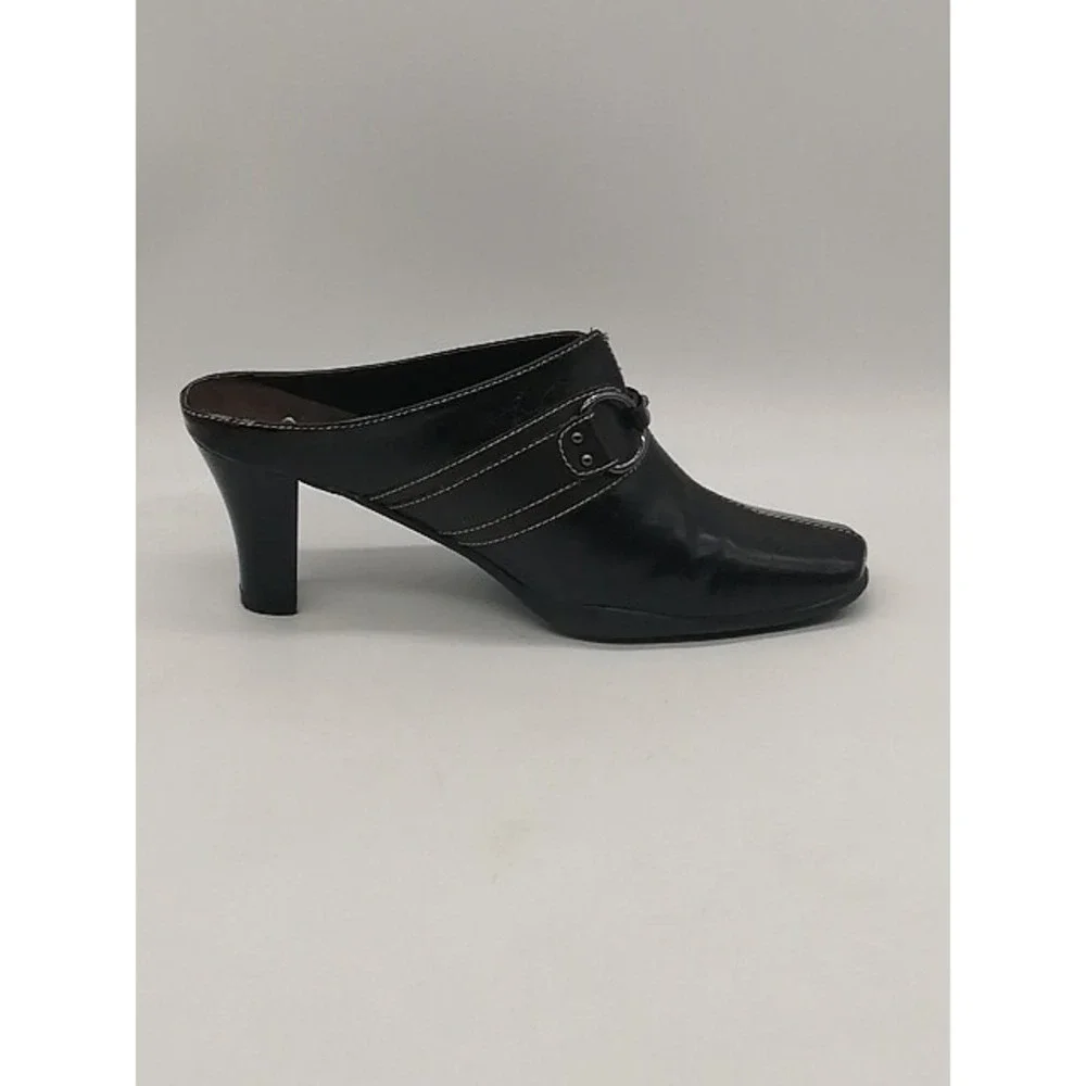 A2 by Aerosoles Heels Womens Snapezoid Brown 8 Wide Slip On Mules Chic